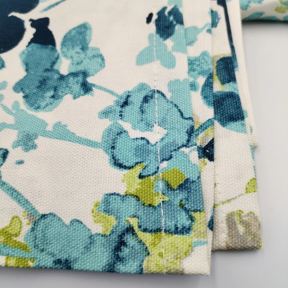 World Market Margo Cloth Napkins 100% Cotton Floral Teal Blue Green Set of 5 20